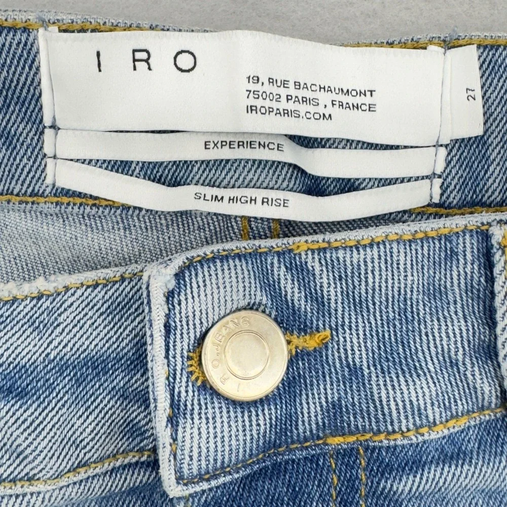 IRO Paris Gaety-19S Slim High Rise Button Fly Light Wash Denim Jeans Size 27 NWT